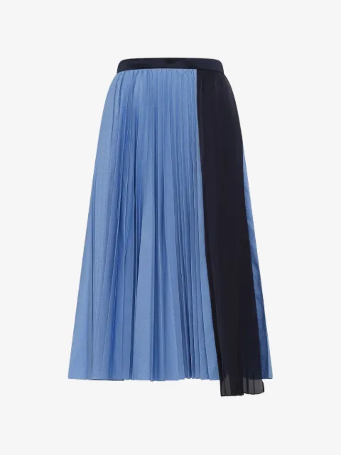 sacai mellemlang plisseret nederdel med draperet detalje