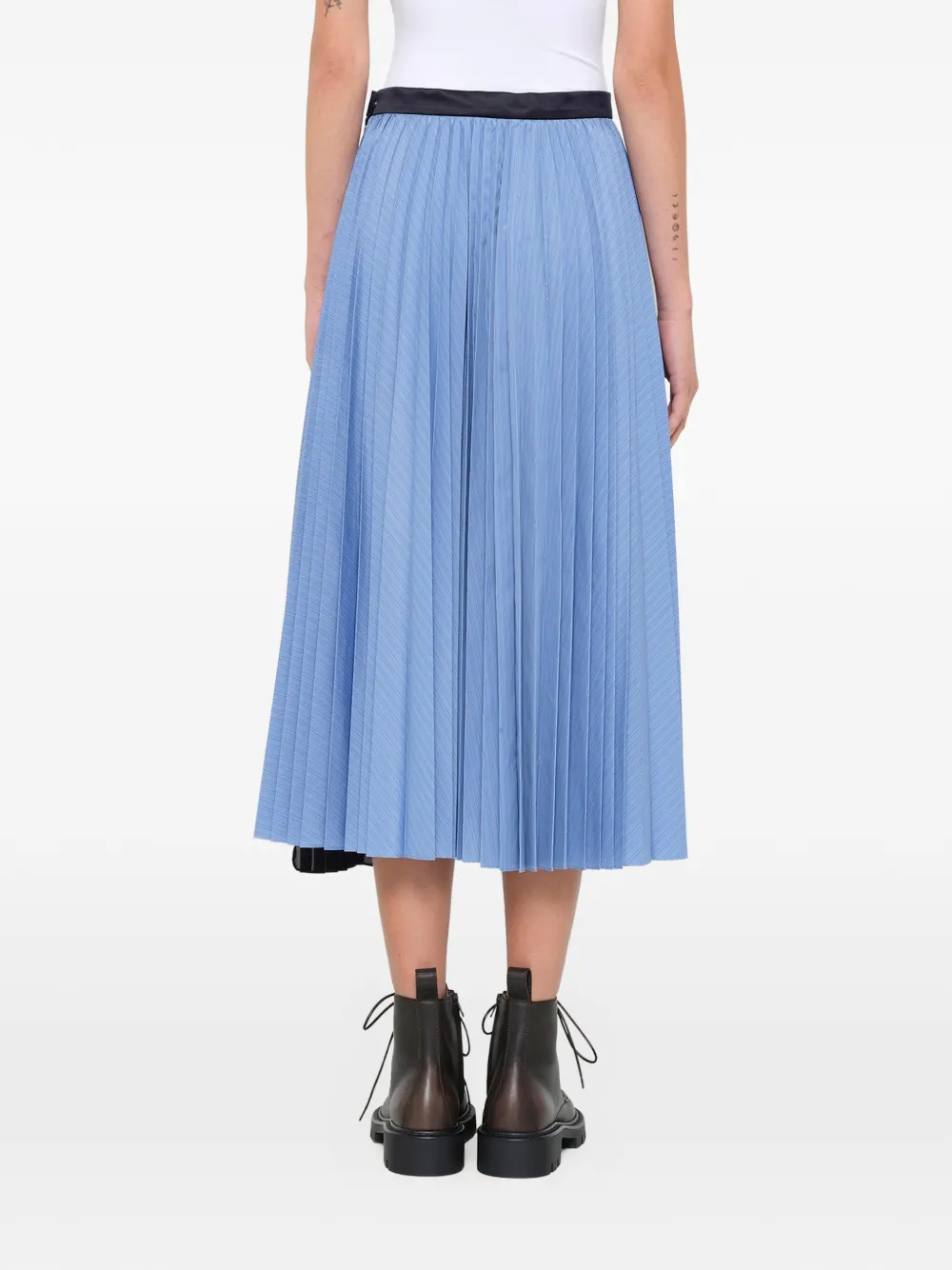 sacai Midi-plooirok met gedrapeerd detail Blauw