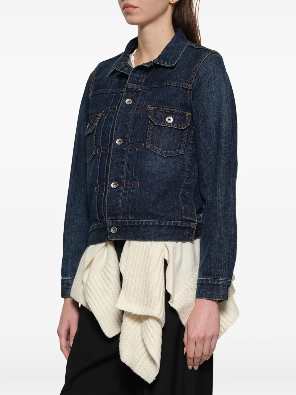 sacai Ribgebreid denim jack met vlak Blauw
