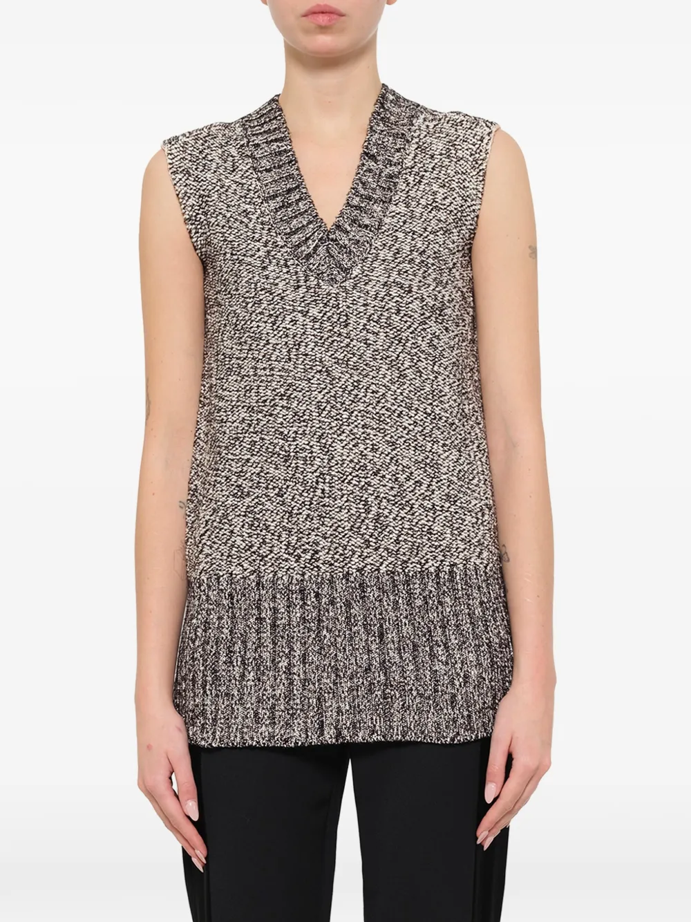 Lanvin marl-knit V-neck top - Toni neutri