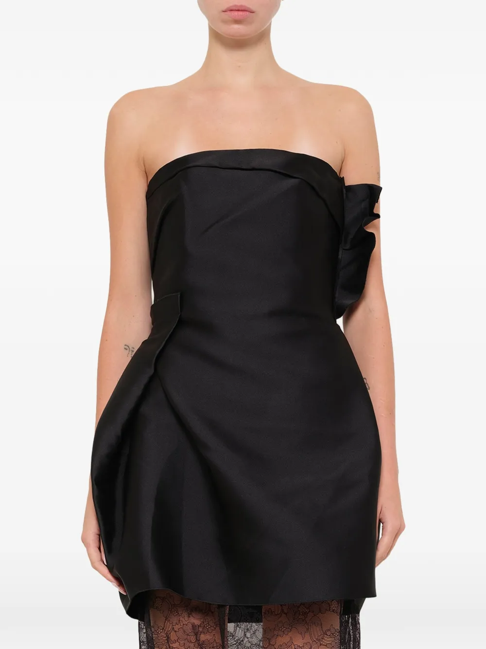 Lanvin Strapless midi-jurk met kanten detail Zwart
