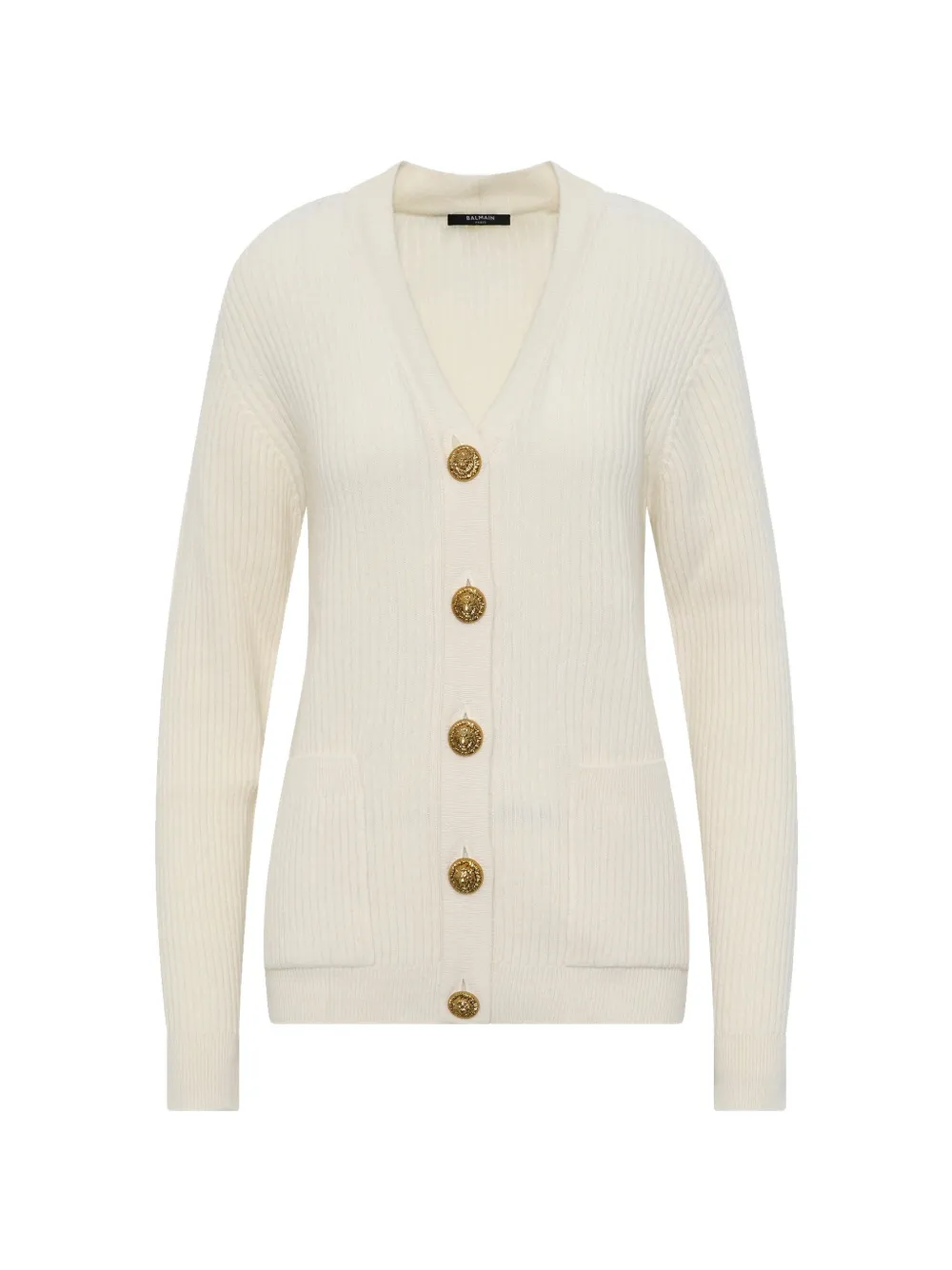 Balmain ribbed-knit buttoned cardigan - Toni neutri