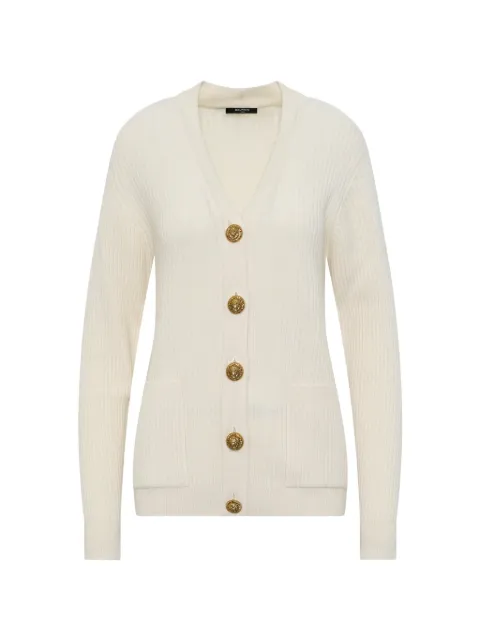Balmain cárdigan tejido de canalé con botones