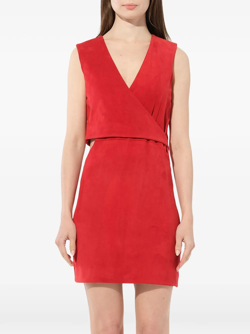 Balmain wrap-style leather dress - Red