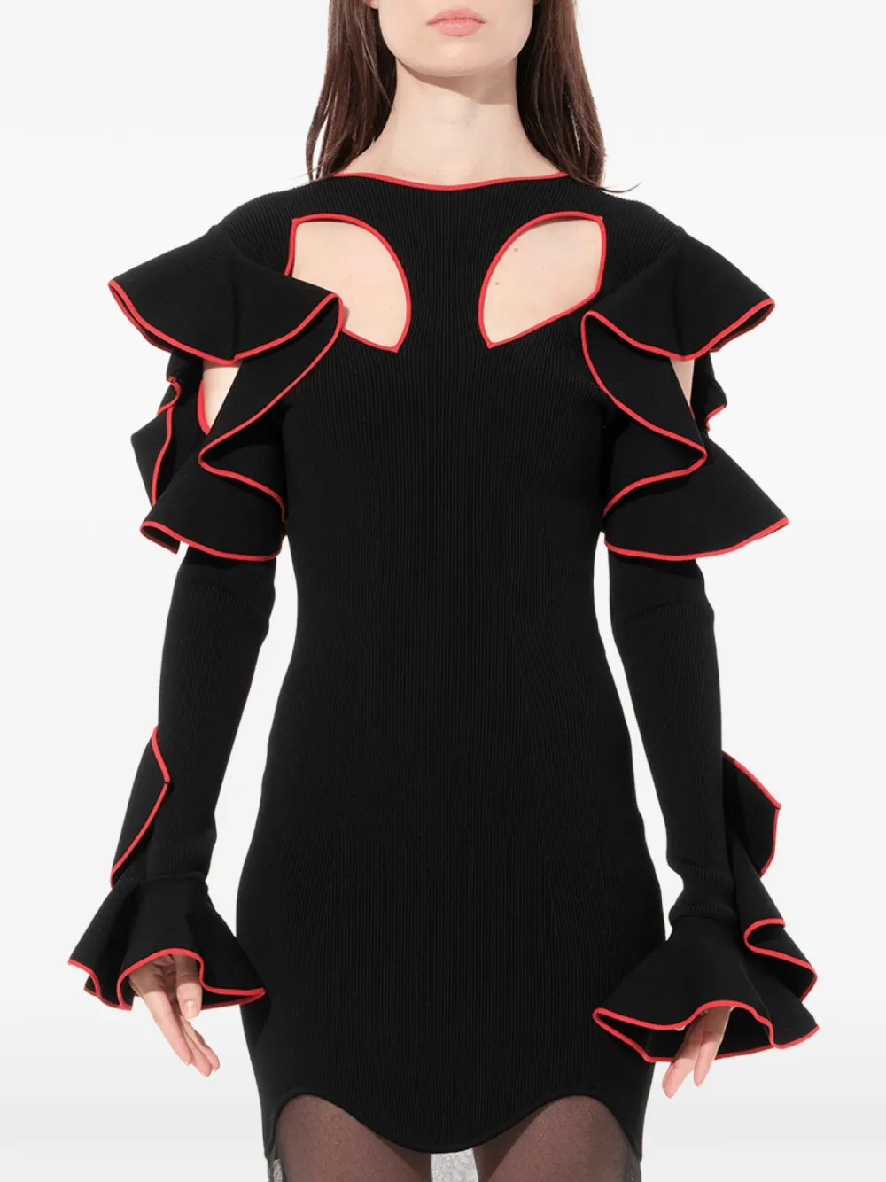 Alexander McQueen ruffled cut-out dress - Black