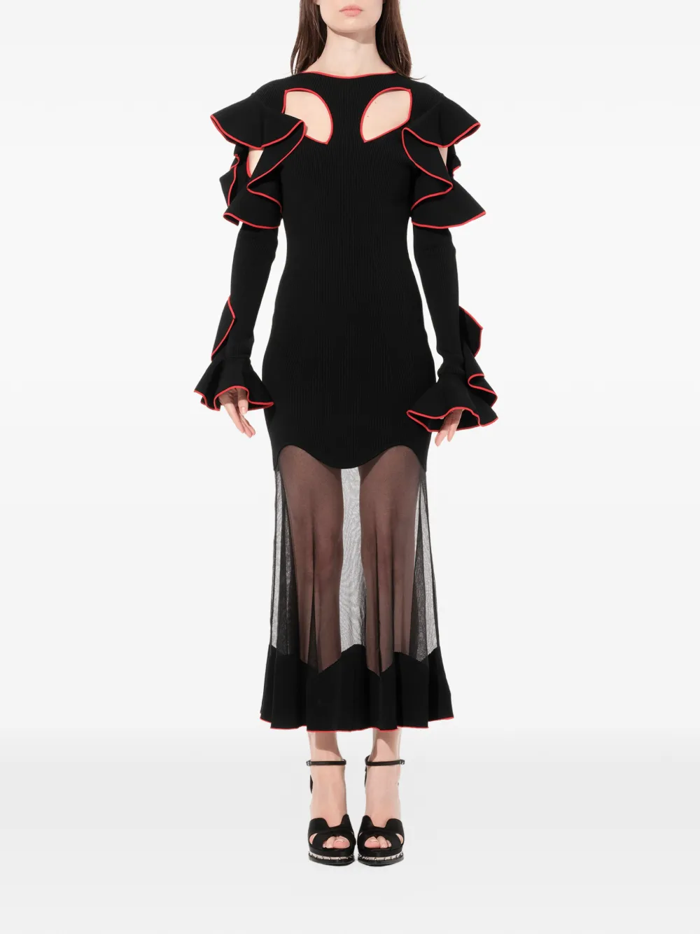 Alexander McQueen Jurk met ruches Zwart