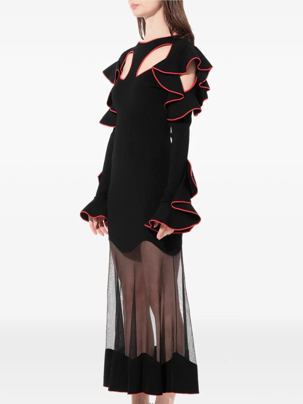 Alexander McQueen Jurk met ruches Zwart