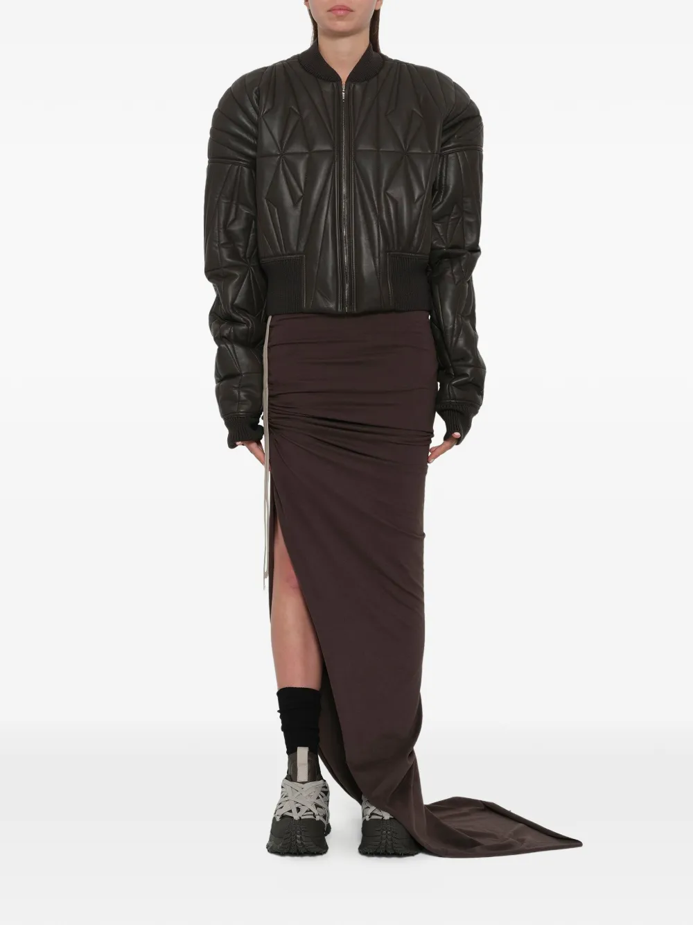 Moncler + Rick Owens Geocamo gewatteerd leren jack Zwart