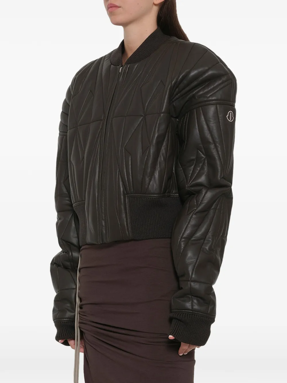 Moncler + Rick Owens Geocamo gewatteerd leren jack Zwart