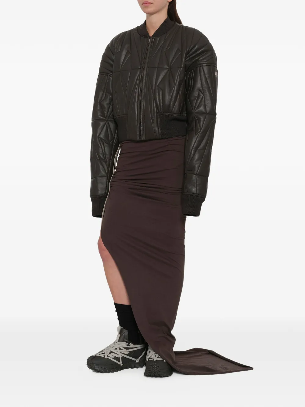 Moncler + Rick Owens Geocamo gewatteerd leren jack Zwart