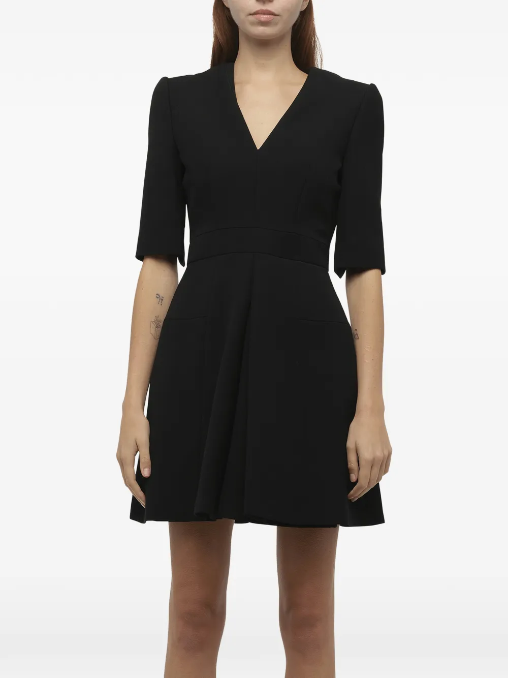 Alexander McQueen V-neck mini dress - Nero