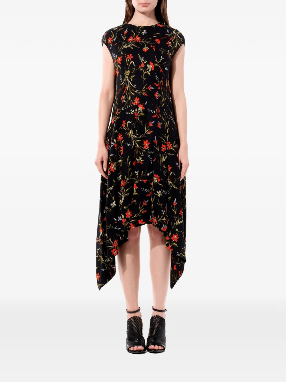 Balenciaga floral-print asymmetric dress - Nero