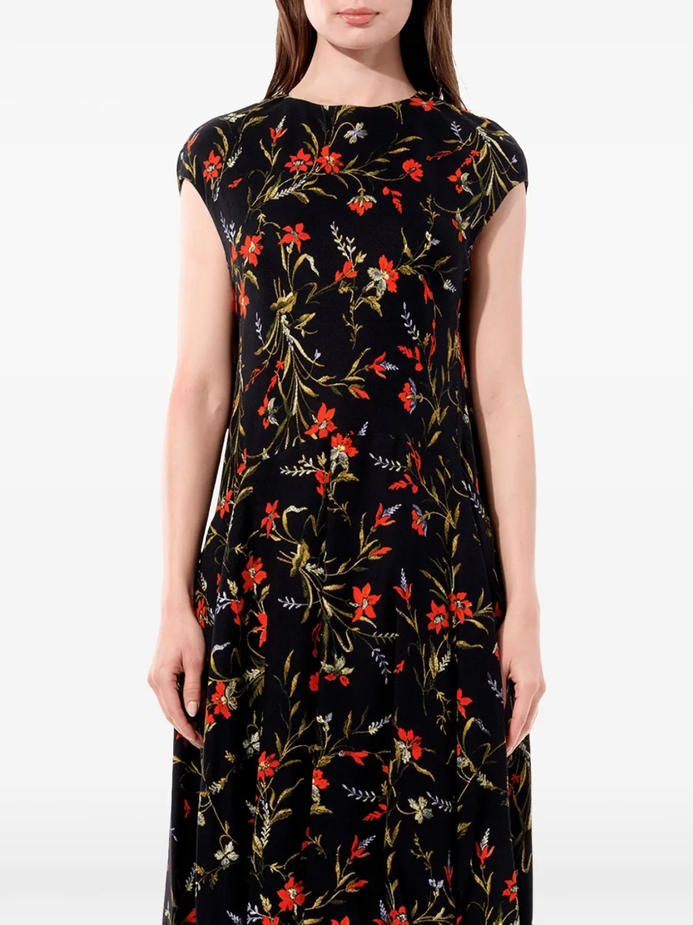 Balenciaga Jurk met bloemenprint Zwart