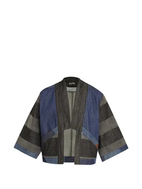 Amapô Jaqueta jeans listrada com patchwork