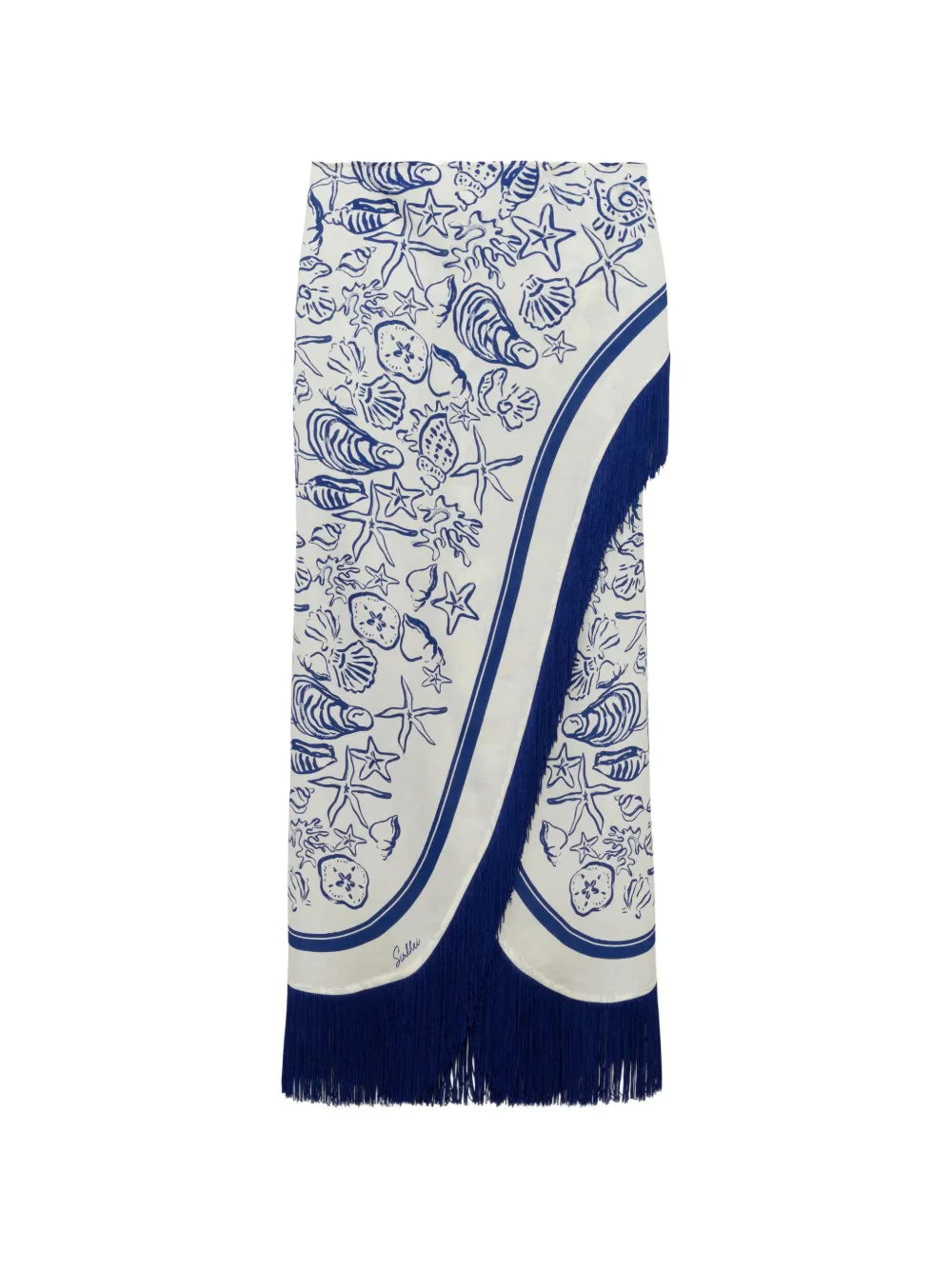 Simkhai Russo fringe-trimmed pareo - Blu