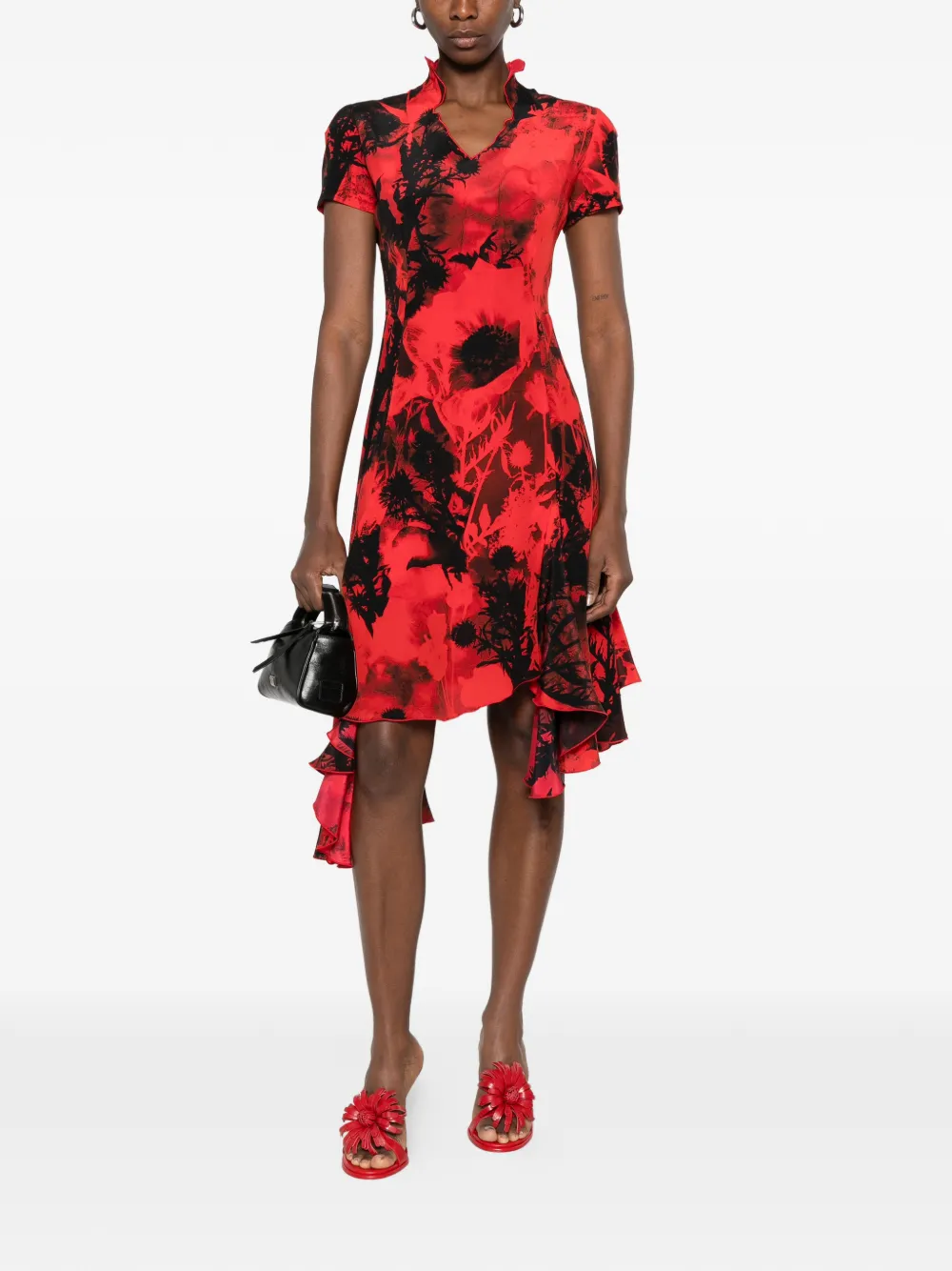 Alexander McQueen Jurk met asymmetrische afwerking Rood