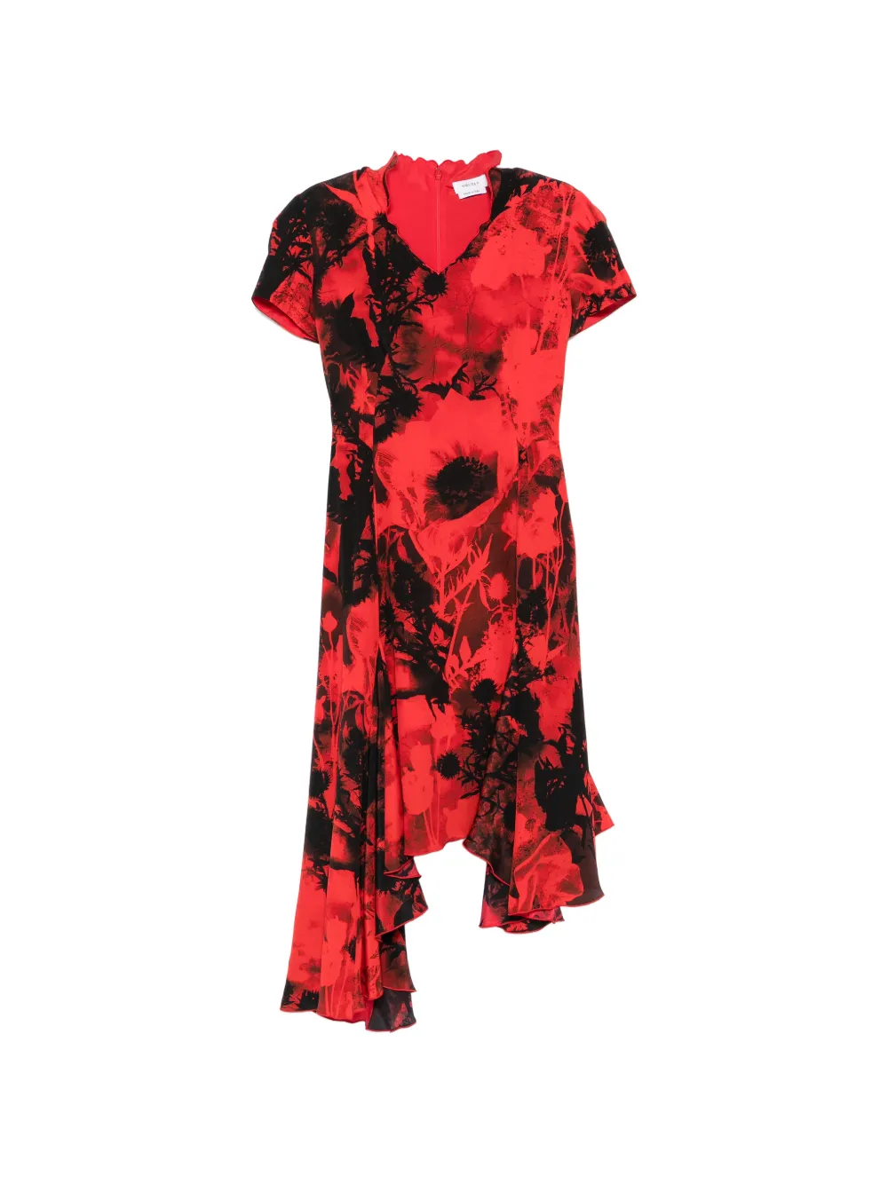 Alexander McQueen floral-print asymmetric-hem dress - Rosso