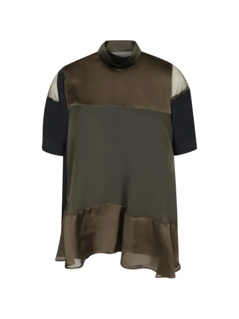 sacai panelled ruffled blouse
