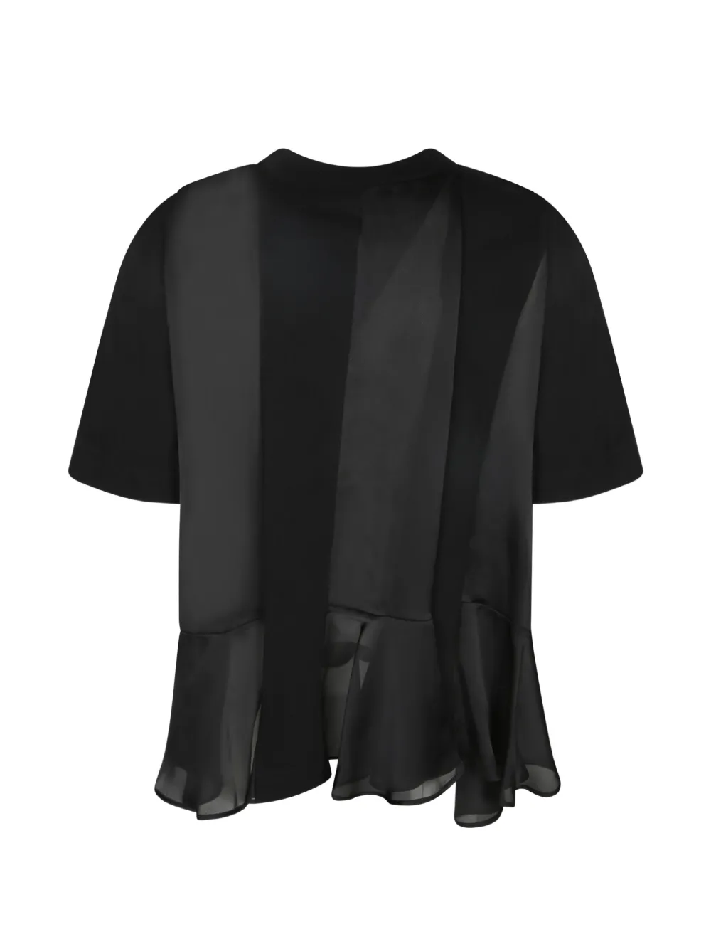 sacai T-shirt met geplooid vlak en ruches Zwart