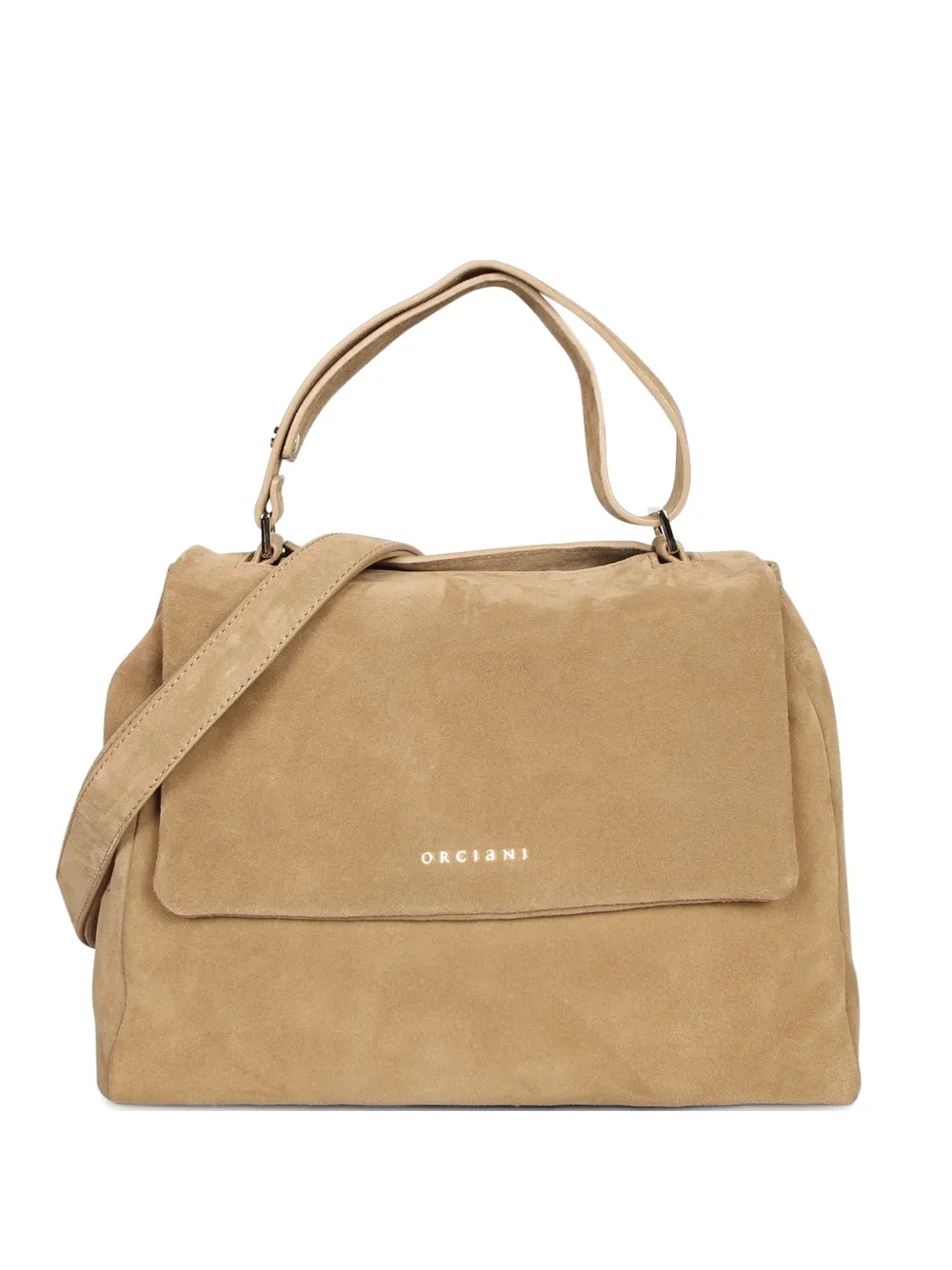 Orciani logo-lettering suede tote bag - Toni neutri