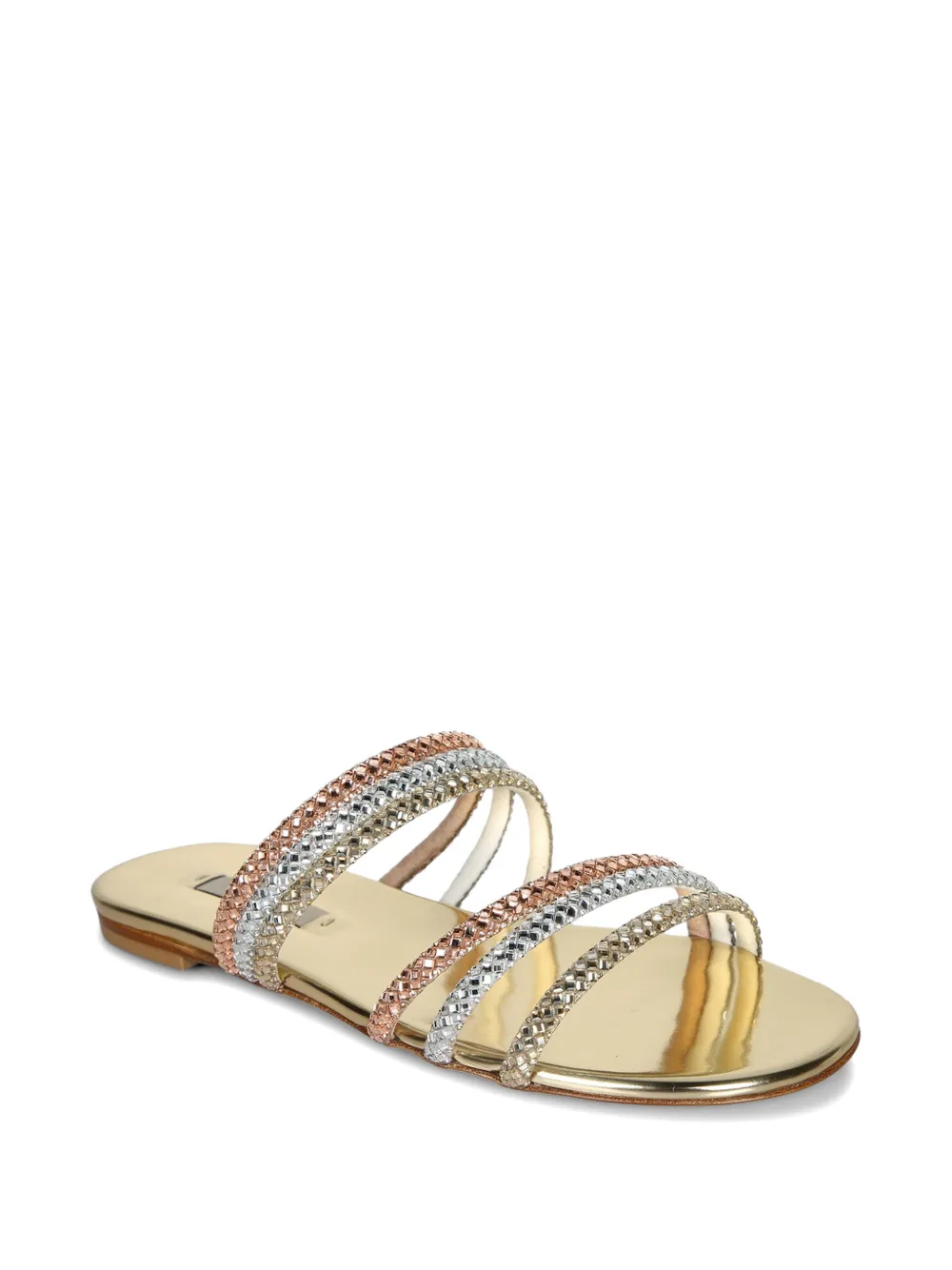 Casadei Androme crystal-embellished flat sandals Goud
