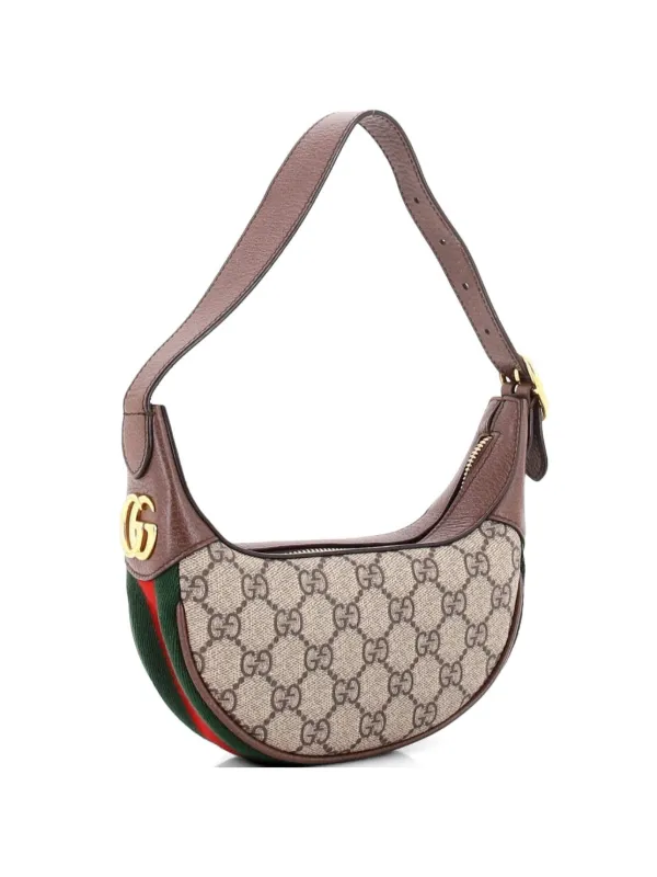 Gucci Pre-owned Ophidia Half Moon Bag GG Coated Canvas Mini Hobo Bag in Brown
