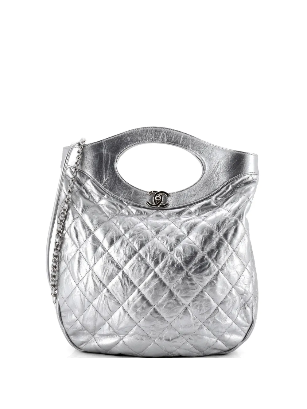 CHANEL Pre-Owned 31 Shopping Bag Quilted Crumpled Calfskin Tall tote bag - Argento