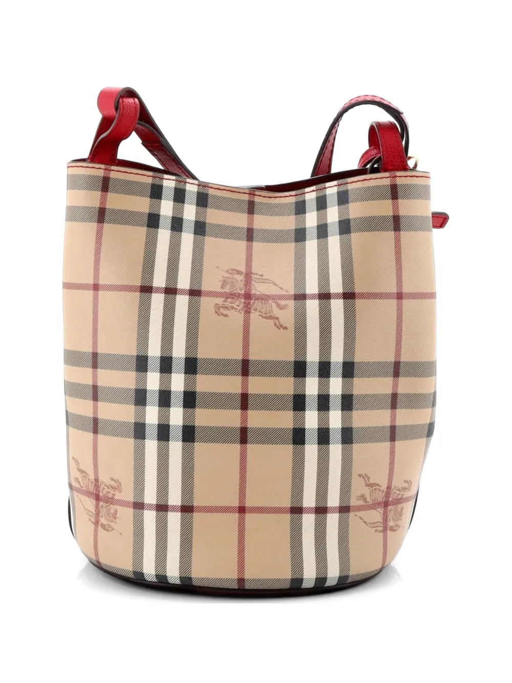  Burberry Pre-owned Borsa A Secchiello Lorne Piccola In Tela Cerata Con Motivo Haymarket Check - Marrone 