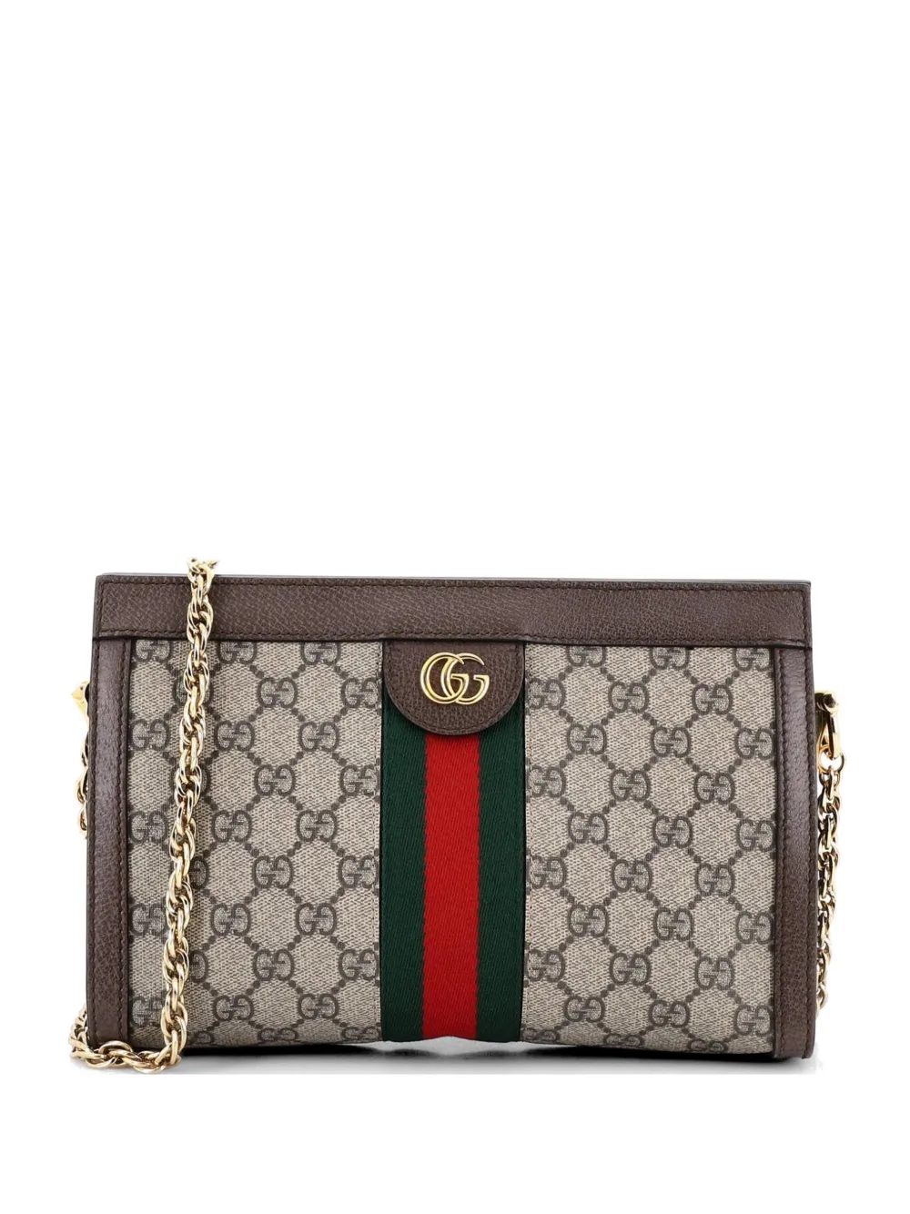 Gucci Pre-Owned Ophidia Chain Shoulder Bag GG Coated Canvas Small crossbody bag - Marrone