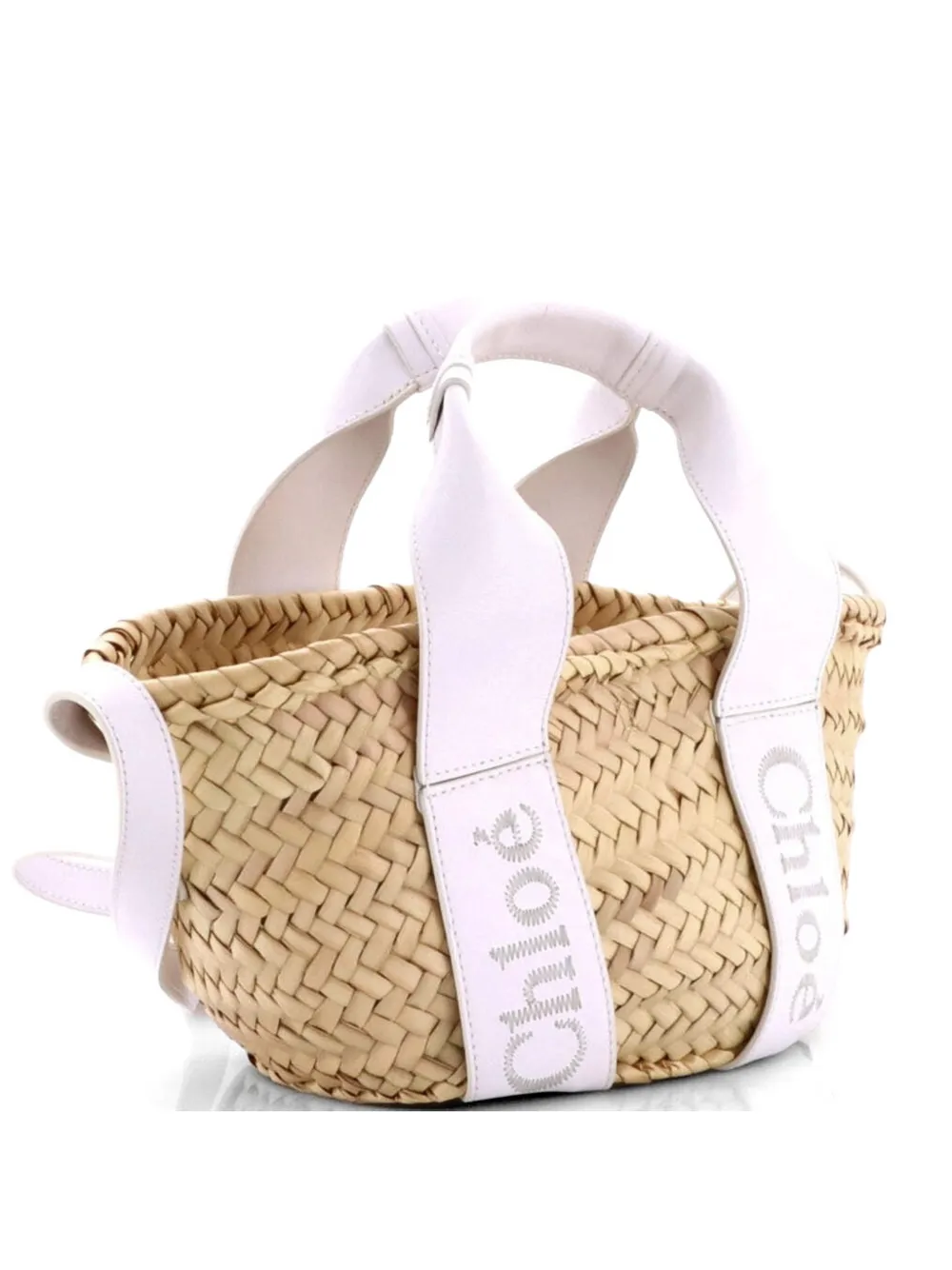 Chloé Pre-Owned Sense Basket Tote Raffia with Leather Medium shoulder bag - Bianco