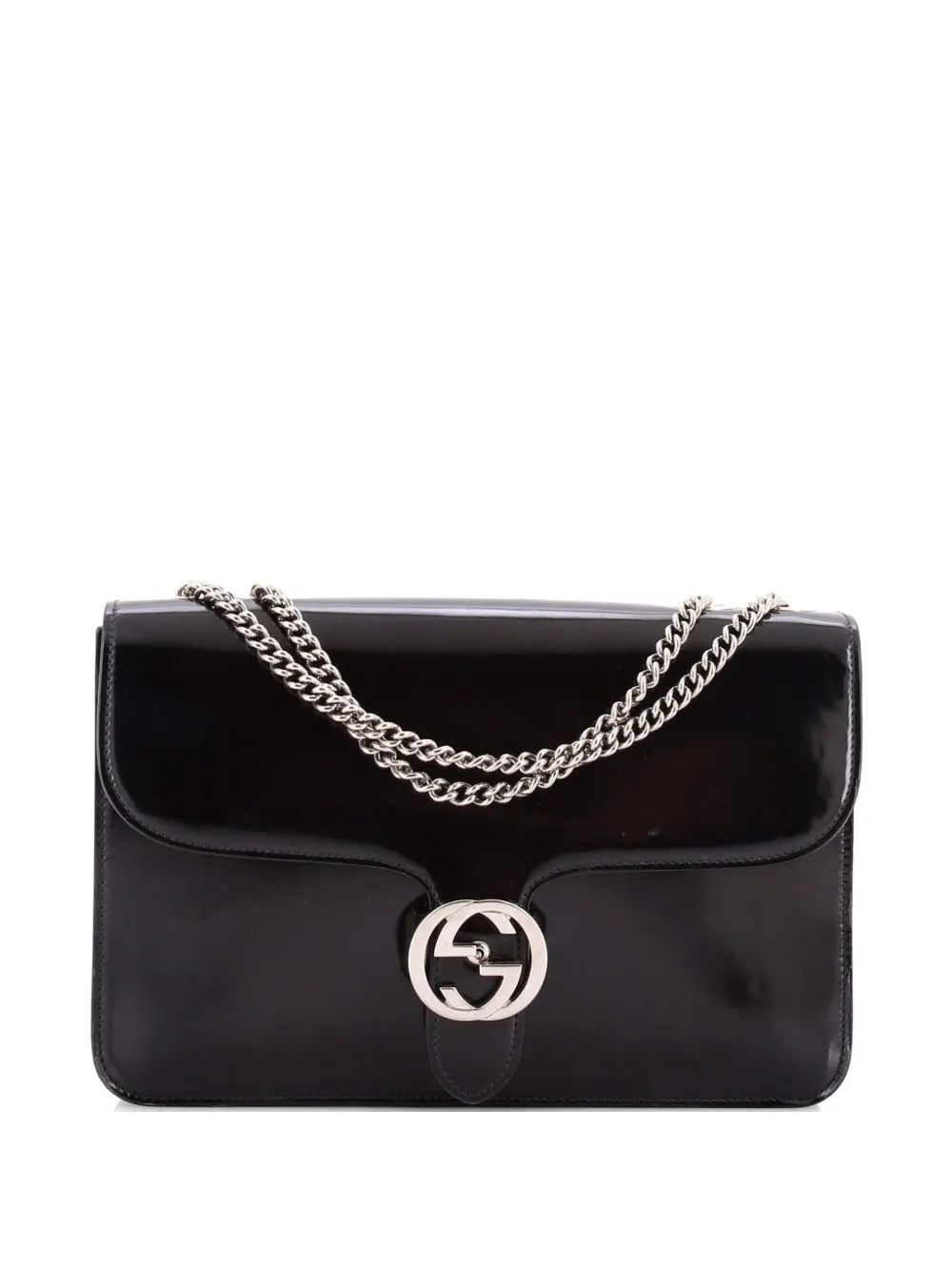 Gucci Pre-Owned Interlocking Patent Medium shoulder bag - Black