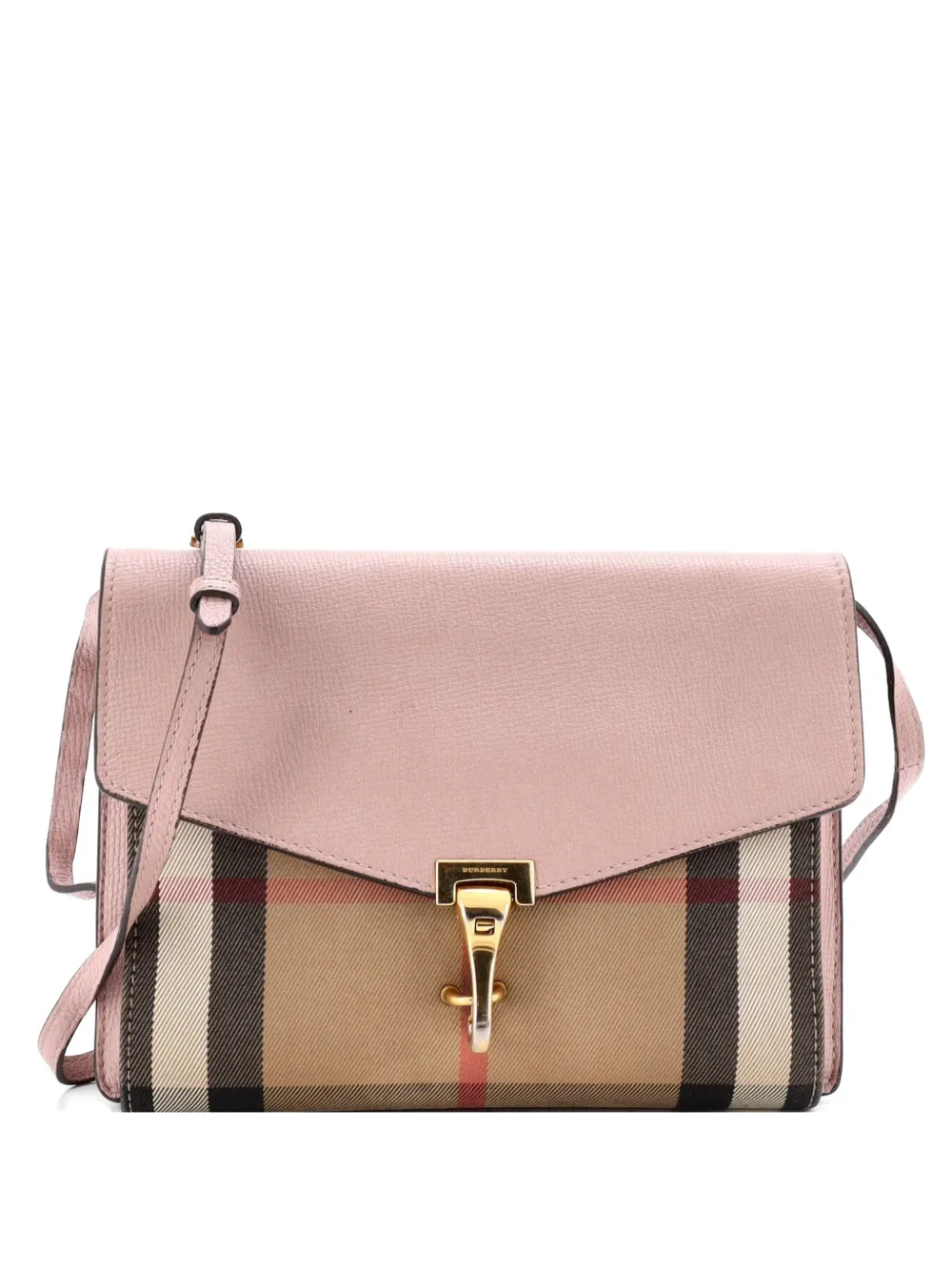 Burberry Pre-Owned Macken Leather and House Check Canvas Small crossbody bag - Marrone