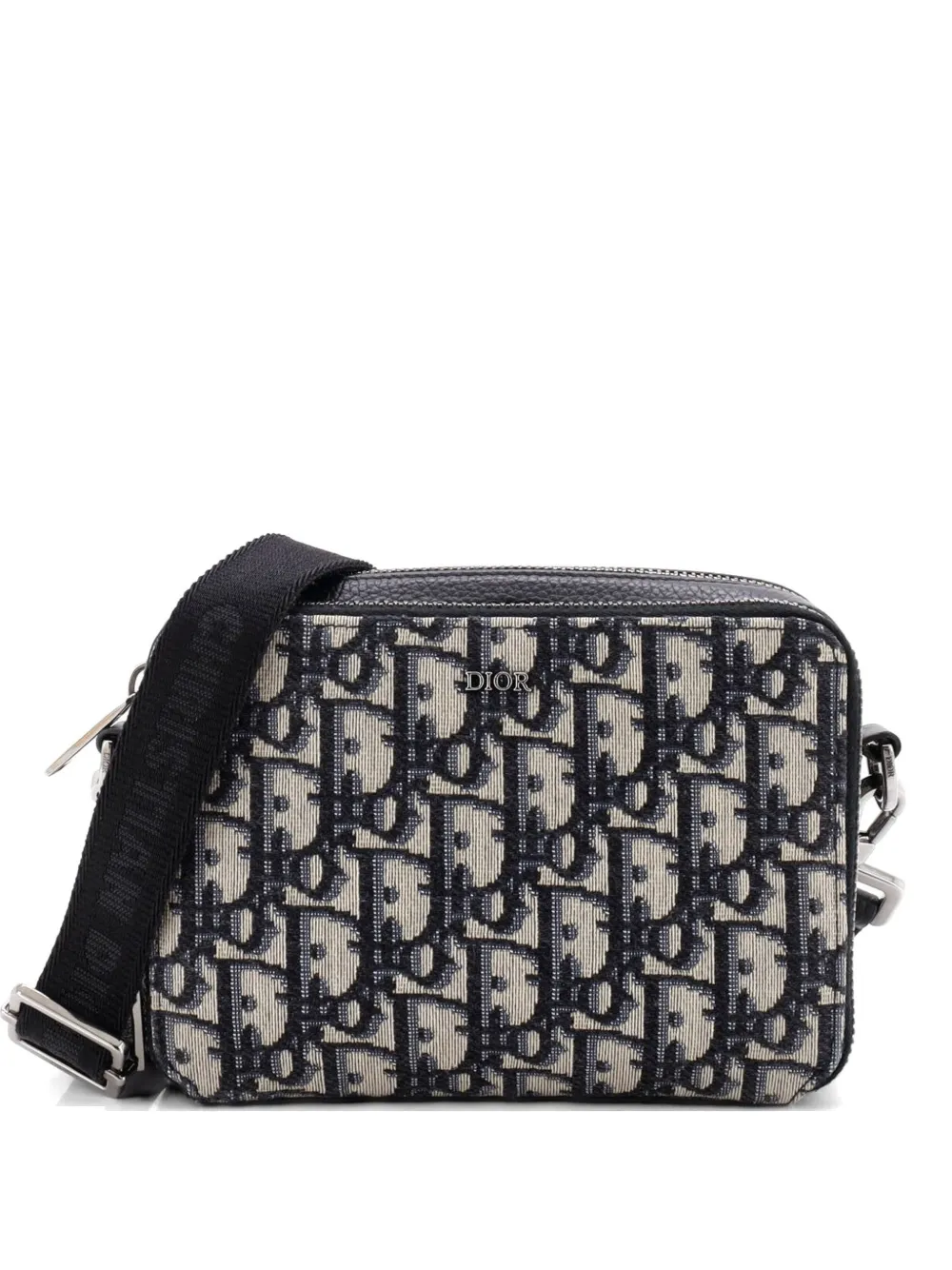 Christian Dior Pre-Owned Oblique Canvas-Umhängetasche mit doppeltem Reißverschluss - Blau