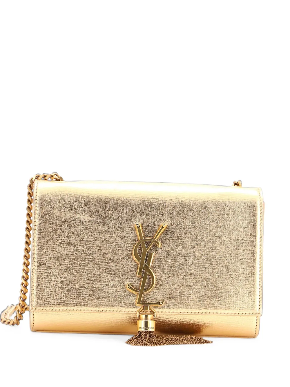 Saint Laurent Pre-Owned Mittelgroße Classic Monogram Umhängetasche aus Leder mit Quaste - Gold