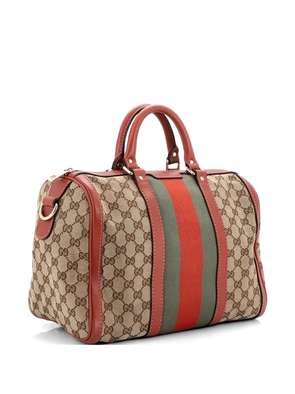 Gucci Pre-Owned Vintage Web Boston Bag GG Canvas Medium satchel - Braun