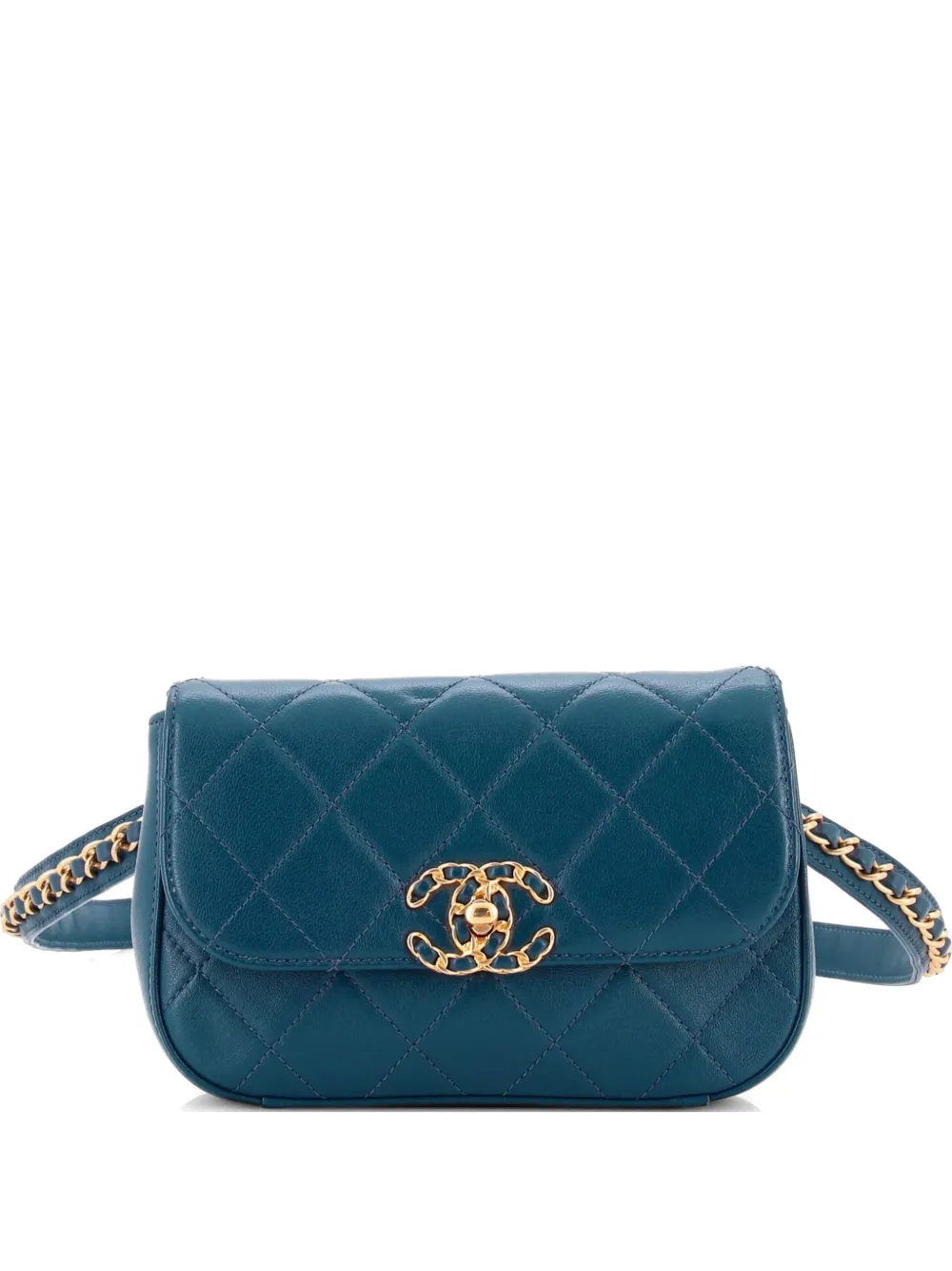 CHANEL Pre-Owned Chain Infinity Waist Bag Quilted Lambskin belt bag - Blu