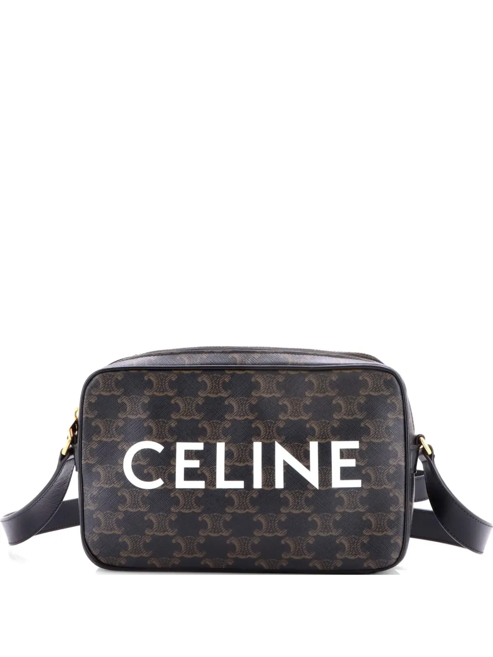 Celine Pre-Owned Logo Messenger Bag Triomphe Coated Canvas Medium crossbody bag - Braun
