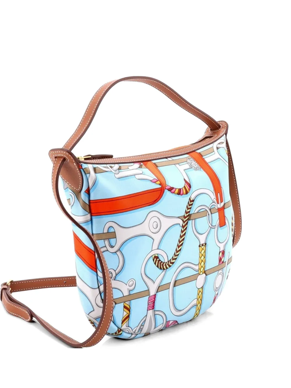 Hermès Pre-Owned Sursoie To Go Pouch Printed Silk and Leather crossbody bag - Blu