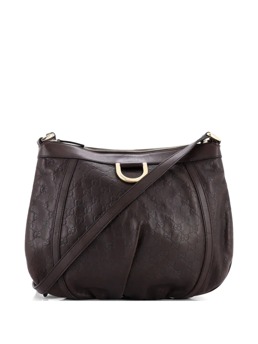 Gucci Pre-Owned D Ring Messenger Bag Guccissima Leather Large crossbody bag - Marrone