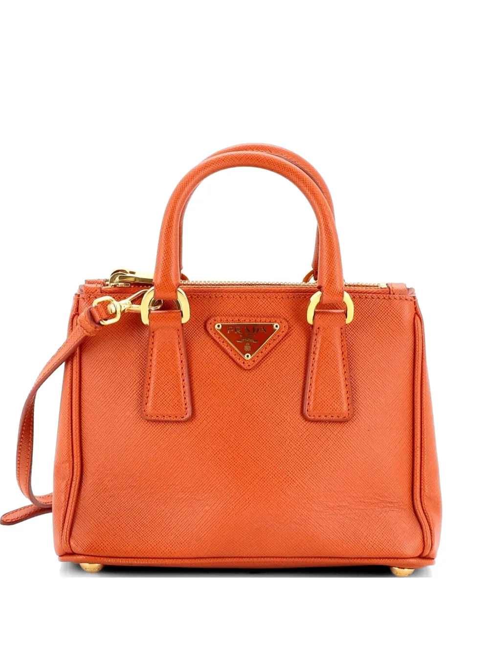 Prada Pre-Owned Galleria Double Zip Tote Saffiano Leather Mini crossbody bag - Arancione
