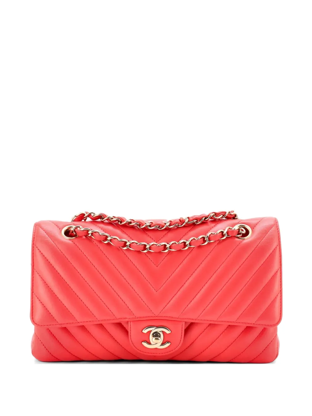 CHANEL Pre-Owned Classic Double Flap Bag Chevron Lambskin Medium shoulder bag - Pink