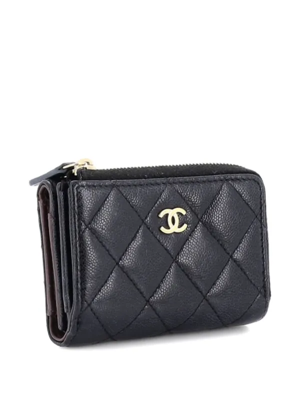 CHANEL Pre-Owned CC Zip Trifold Wallet Quilted Caviar Compact