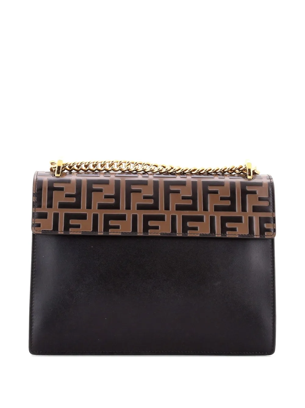 Fendi Pre-Owned Kan U Zucca Embossed Leather Medium shoulder bag - Black