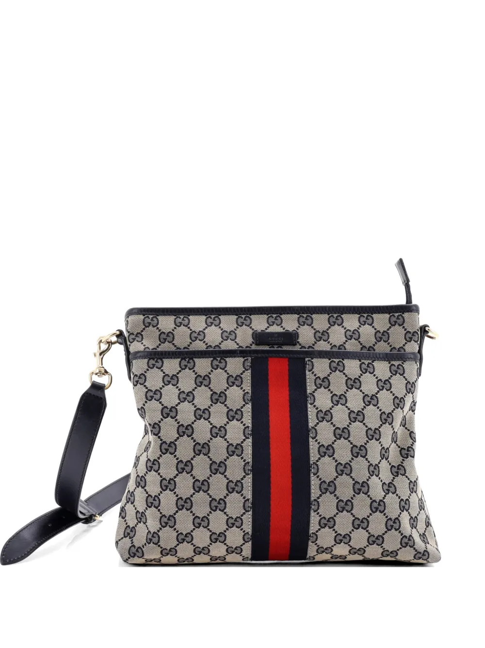 Gucci Pre-Owned Front Pocket Web Messenger GG Canvas Small crossbody bag - Blu