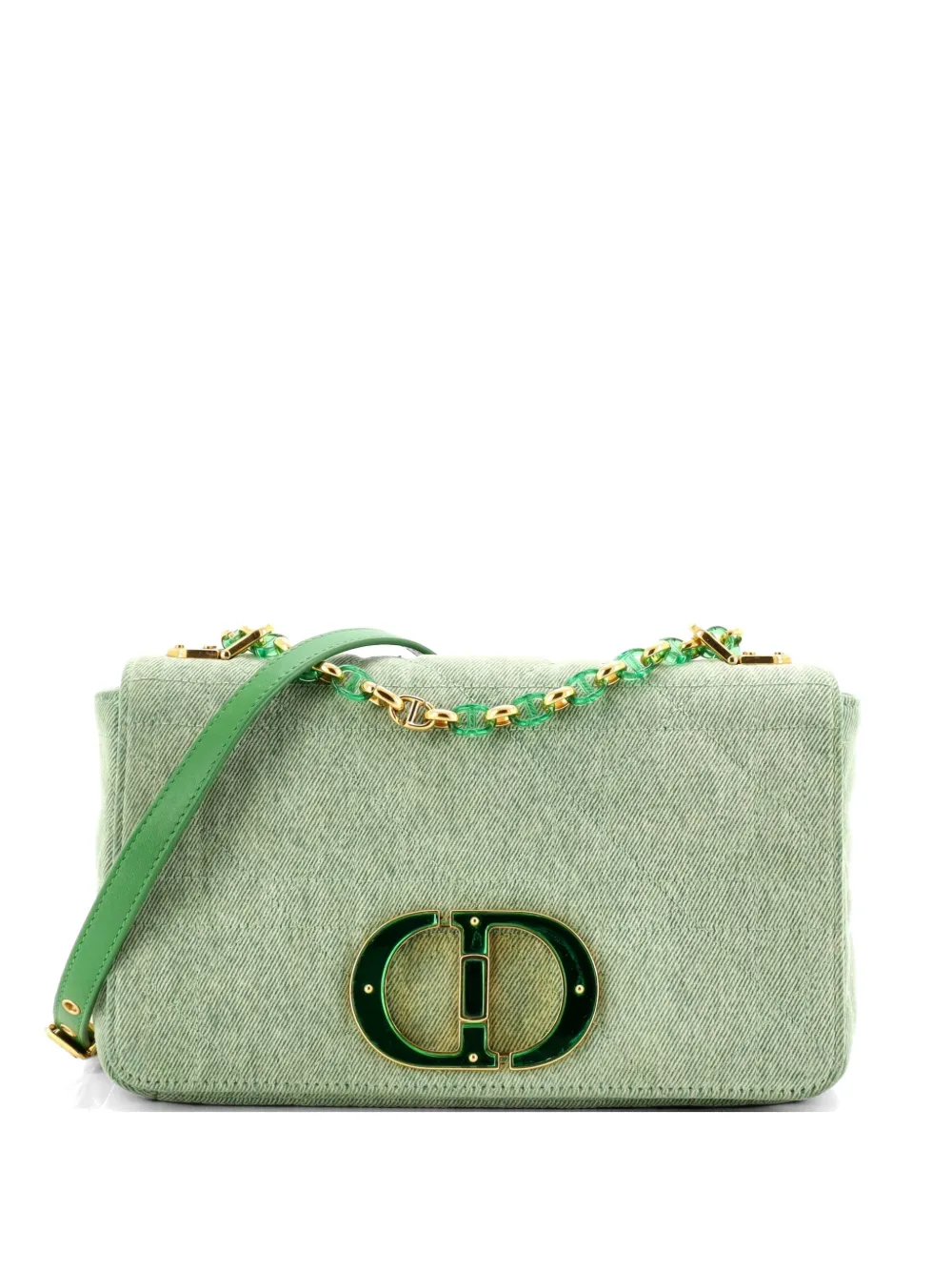 Christian Dior Pre-Owned Caro Bag Macrocannage Quilt Denim Medium crossbody bag - Grün