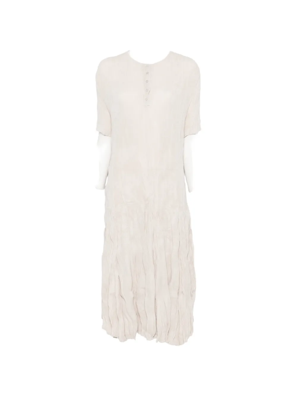 Gongdid Design crinkled short-sleeve midi dress - Toni neutri