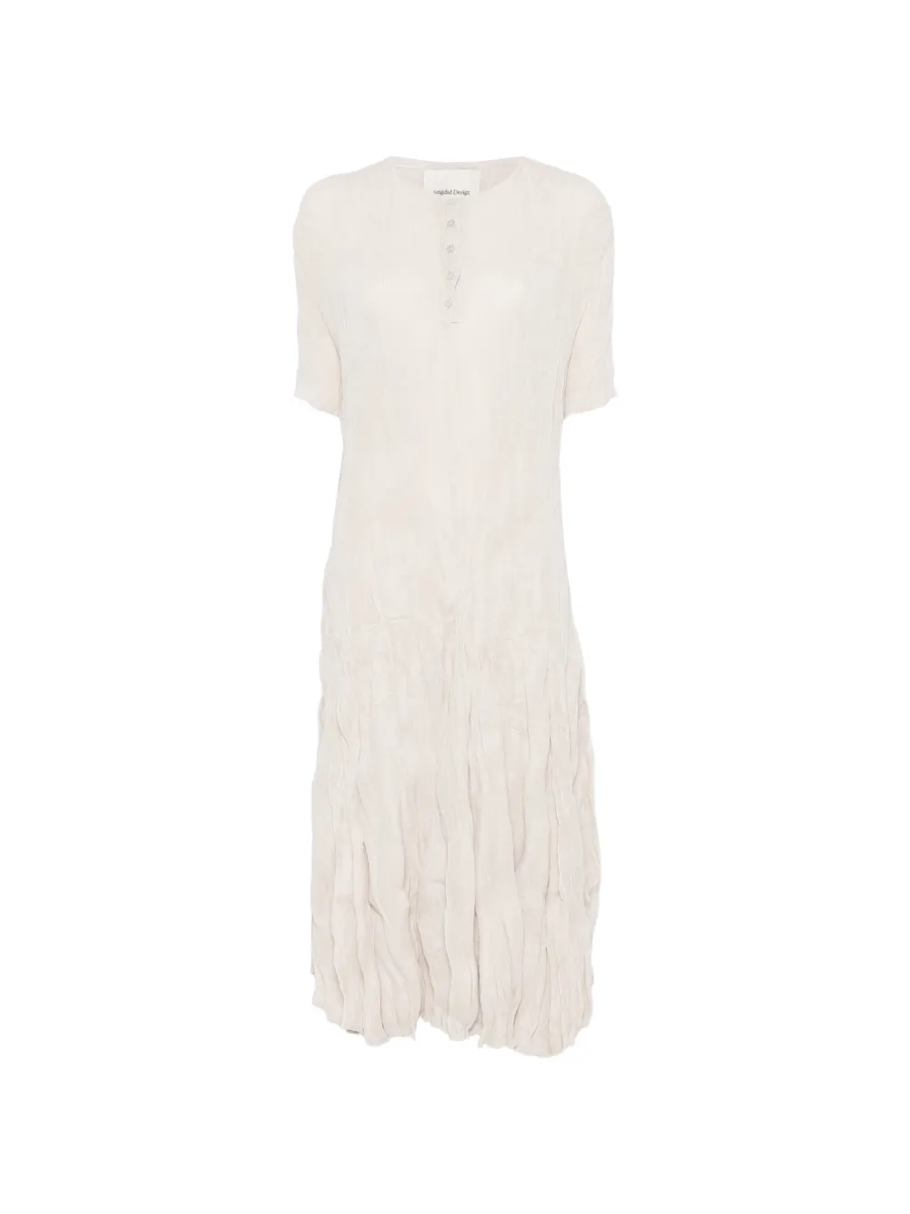 Gongdid Design crinkled short-sleeve midi dress - Toni neutri