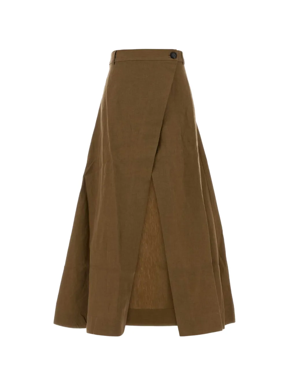 Le Kasha wrap-front linen skirt - Marrone