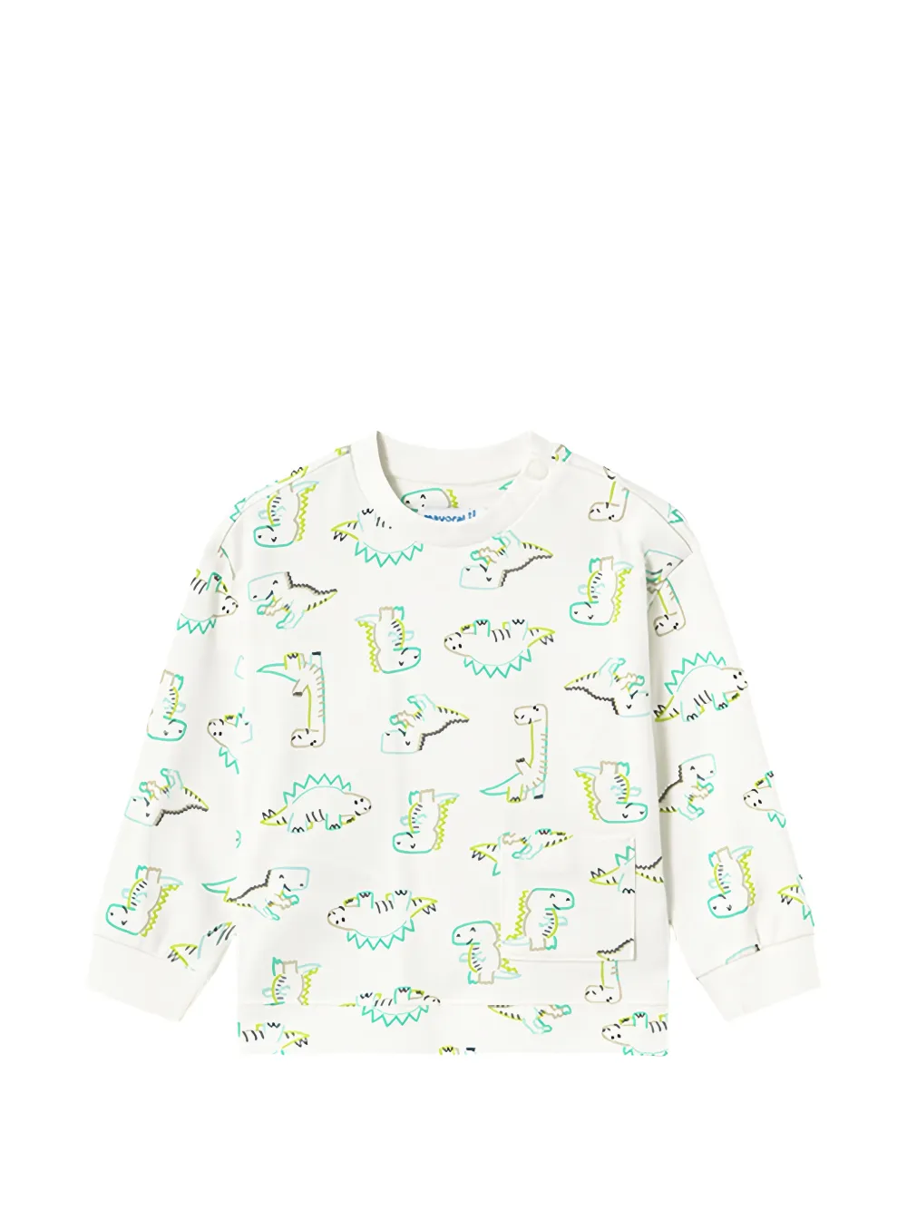 Mayoral dinosaur-print pocket sweatshirt - Bianco