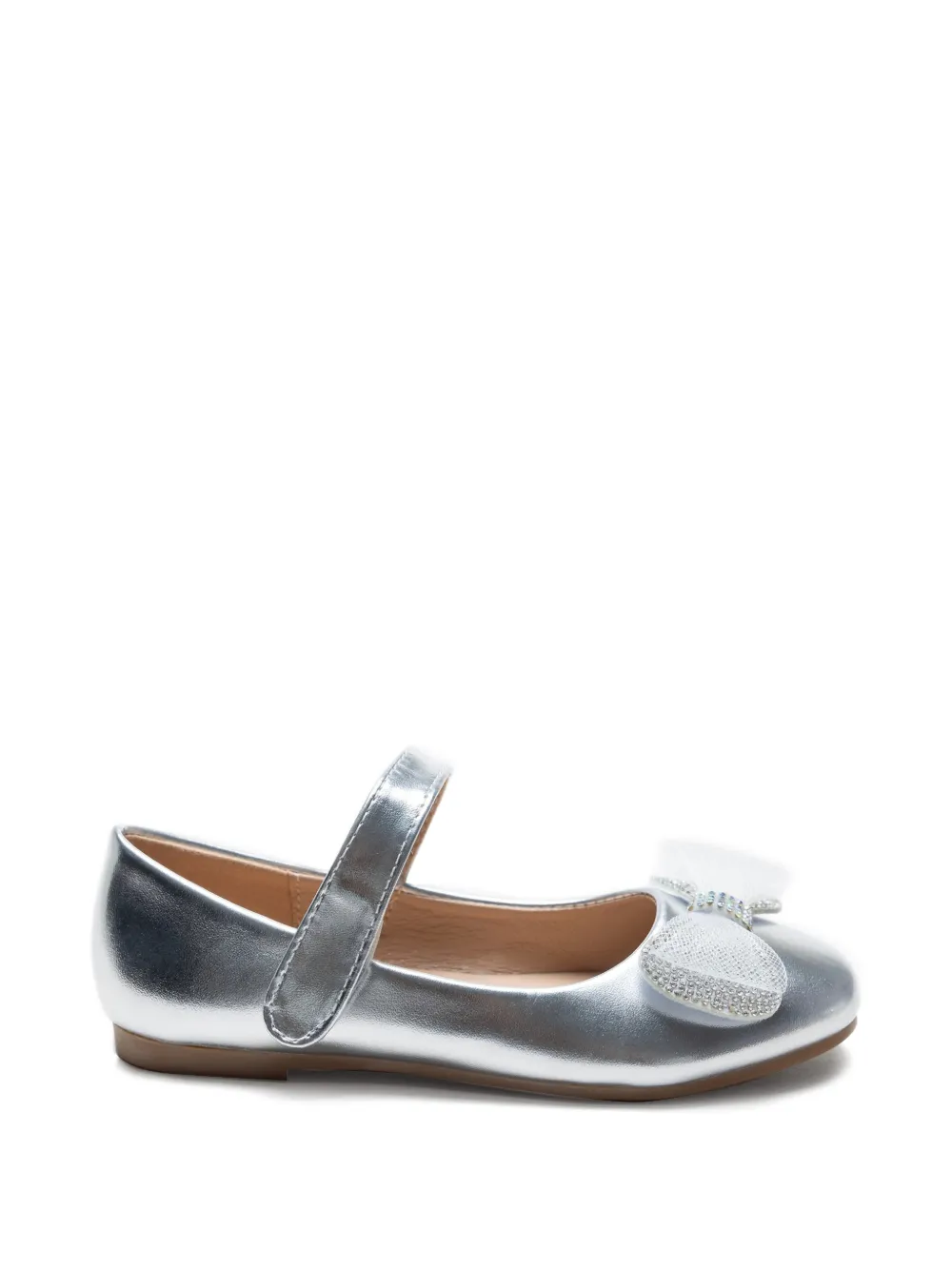 Tulleen Lydia bow-embellished ballet flats - Argento